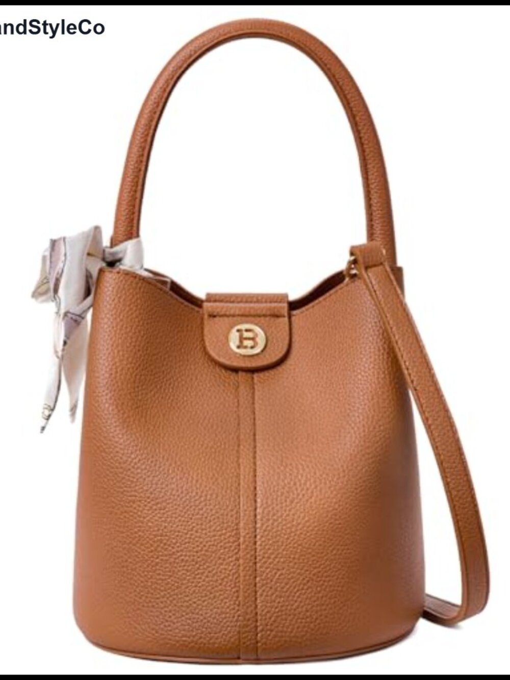Small Bucket Crossbody Bag for Women Vegan Leather Purse with Detachable Strap